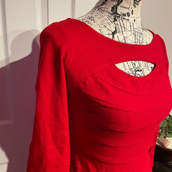 Paneled Patch Keyhole Cutouts Fit Bodice Vintage pullover Bright Neon Pop retro - Picture 3 of 7